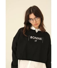 velours piping glitter embroidery sweat black