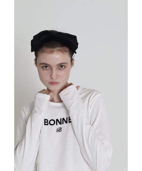 "BONNE B"finger hole long tee White