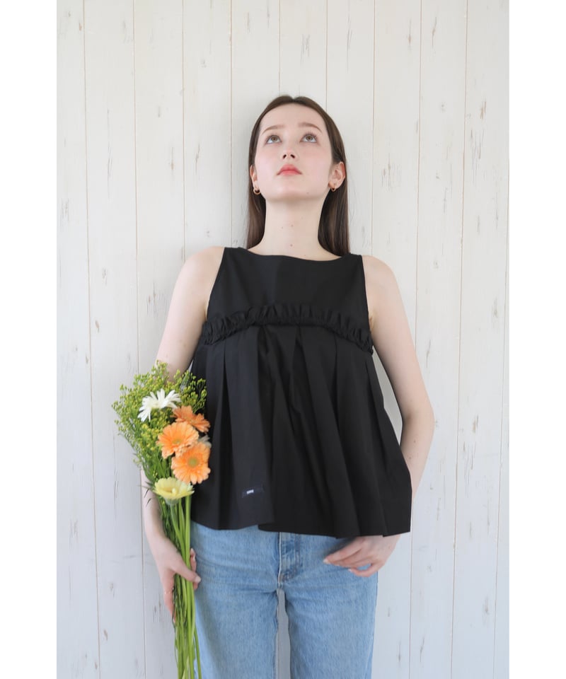▪️専用　BORDER FRILL TOP(38) 　BLACK ▪️専用 BORDER FRILL TOP(38) BLACK 【公式通販】