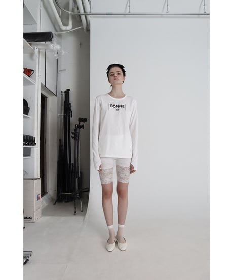 "BONNE B"finger hole long tee White