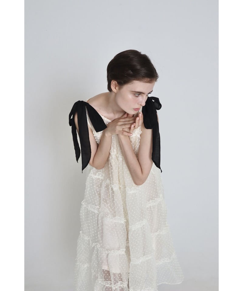 shoulder ribbon tiered one-piece dot tulle | BONNE