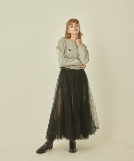 BONNE cat embroidery sweat gray