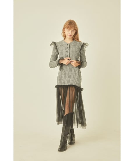 tulle cable knit skirt gray