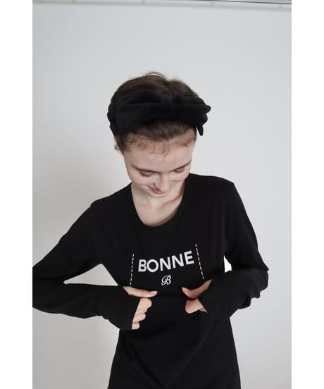 "BONNE B"finger hole long tee Black