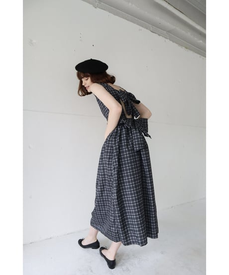 back double ribbon  one-piece check