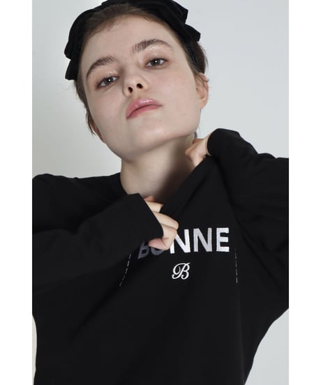 "BONNE B"finger hole long tee Black