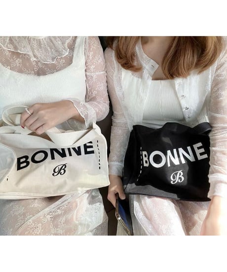 "BONNE"  tote bag ivory