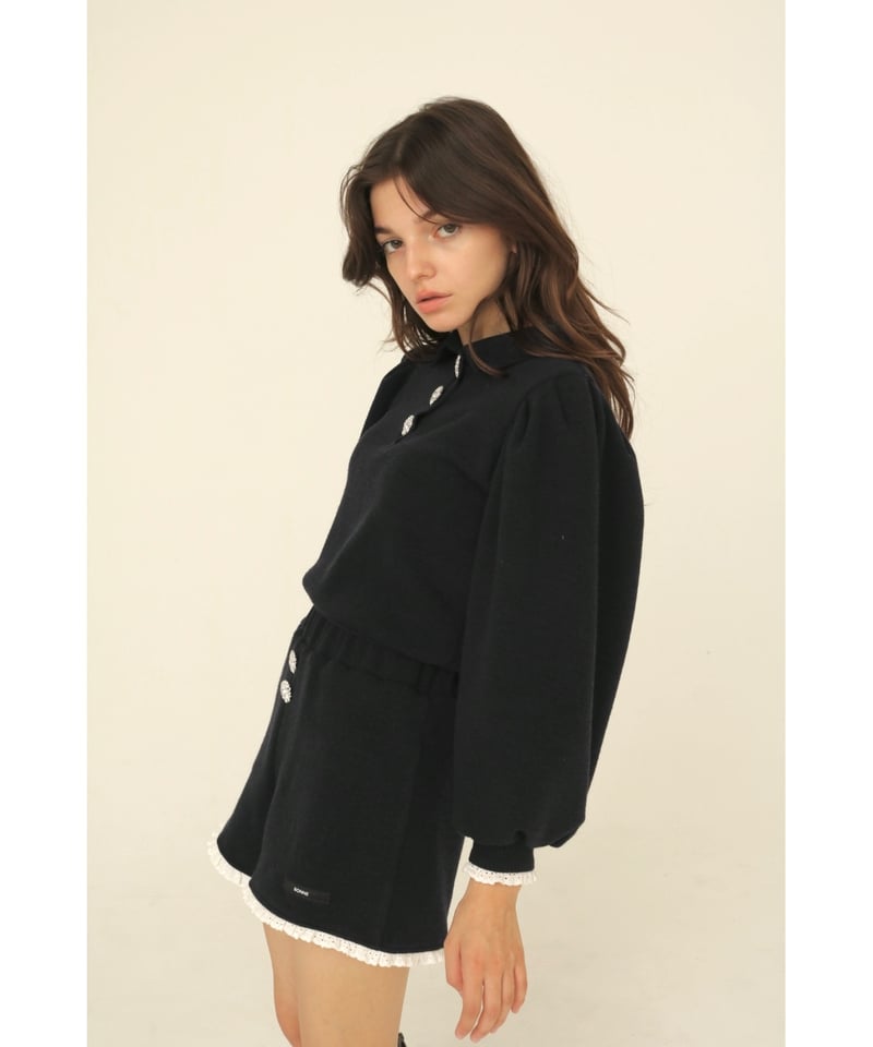 bijou button knit setup navy | BONNE