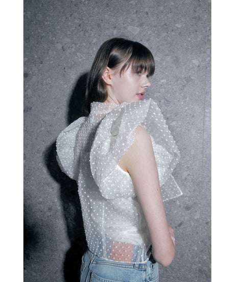 balloon sleeve ribbon blouse ivory