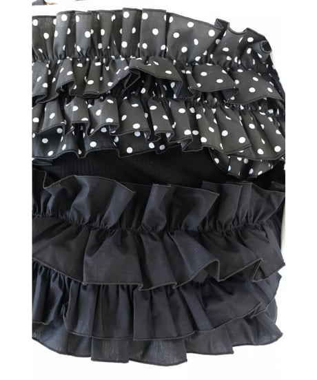 volume frill squareneck tops black