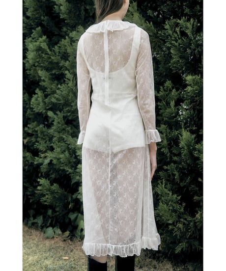 all lace frill long one-piece