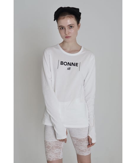 "BONNE B"finger hole long tee White