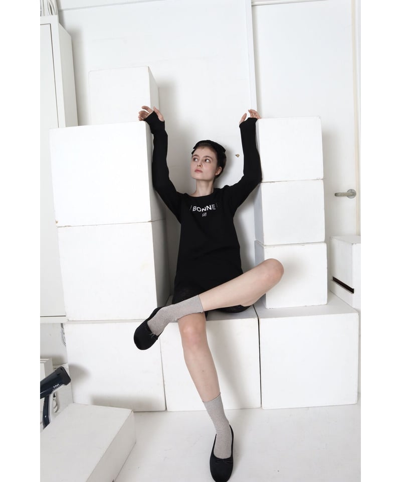 トップス \"BONNE B\"finger hole long tee Black BONNE B