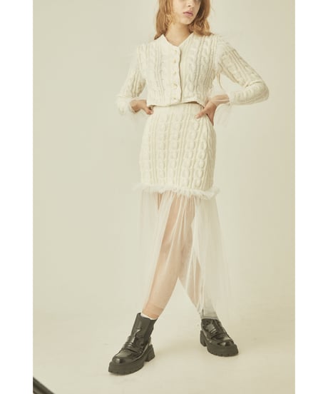 tulle cable knit skirt ivory