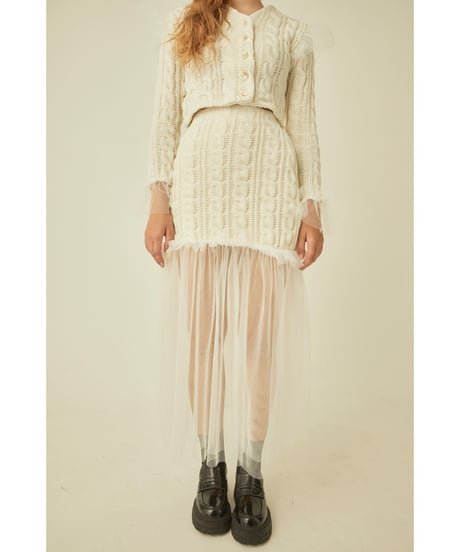 tulle cable knit skirt ivory