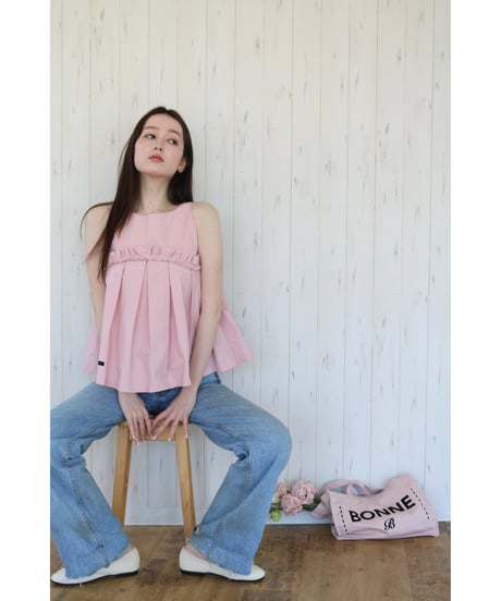 wave frill pleats tops pink