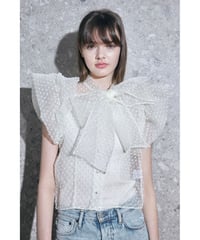 balloon sleeve ribbon blouse ivory