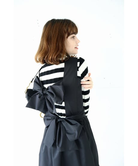 back double ribbon one-piece black