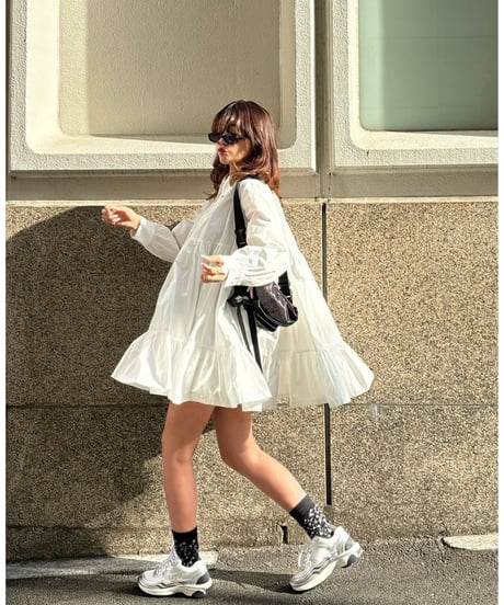 bijou collar tiered one-piece white
