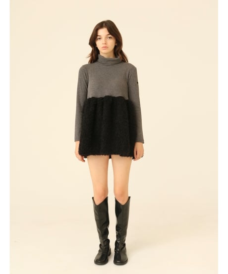 boa docking high neck tunic gray