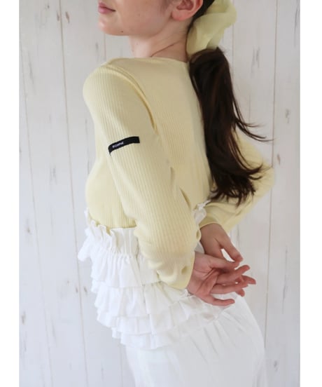 volume frill squareneck tops yellow