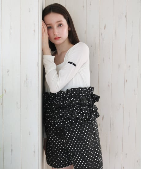 volume frill squareneck tops dot