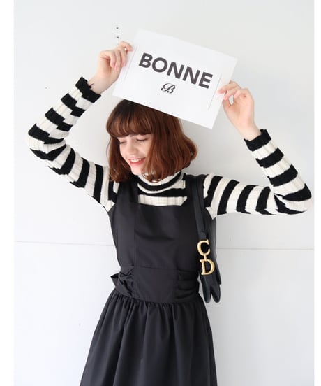 back double ribbon one-piece black