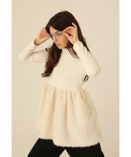 boa docking high neck tunic ivory