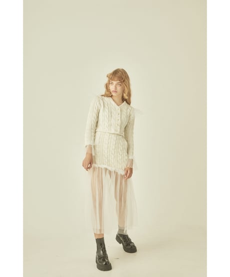 tulle cable knit skirt ivory