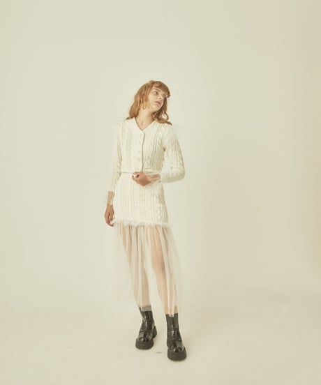 tulle cable knit skirt ivory