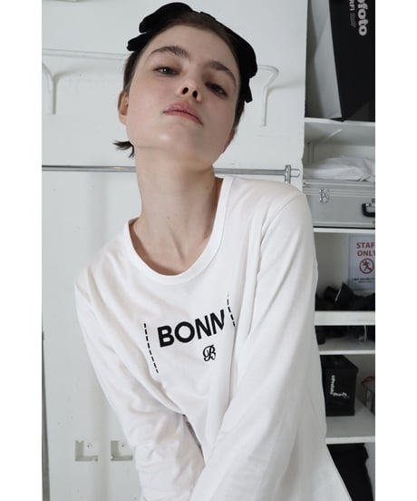 "BONNE B"finger hole long tee White