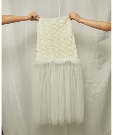 tulle cable knit skirt ivory