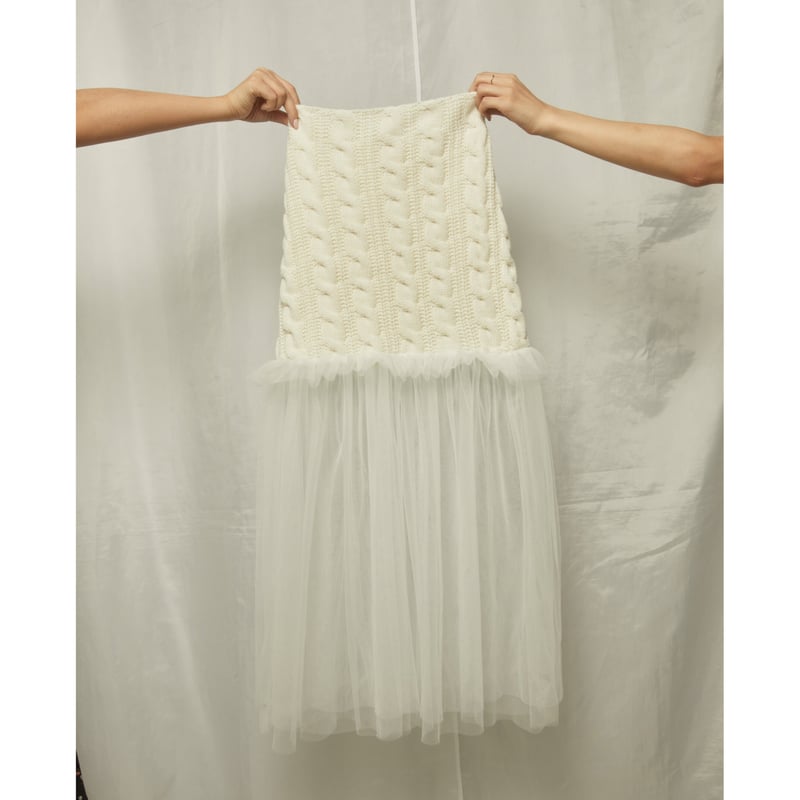 tulle cable knit skirt ivory | BONNE