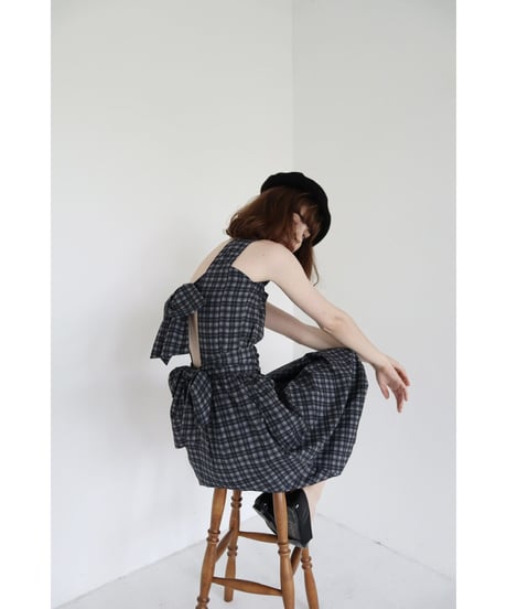back double ribbon  one-piece check