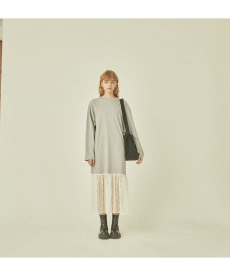 BONNE embroidery lace onepiece gray
