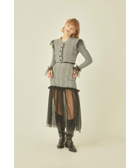 tulle cable knit skirt gray