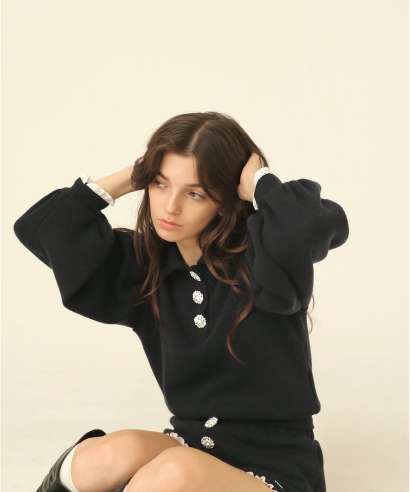 bijou button knit setup navy | BONNE