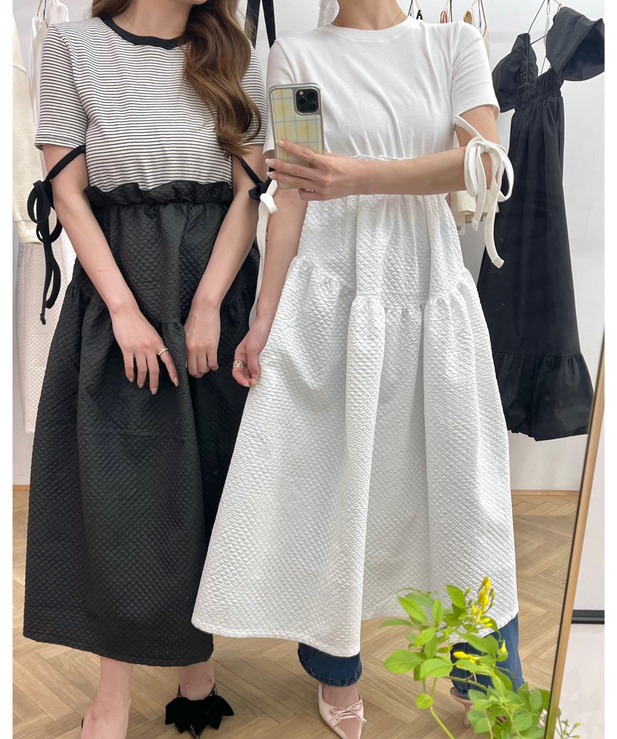 トリートユアセルフ ribbon peplum jaguard onepiece Ribbon peplum jacquard one-piece | Treat ürself
