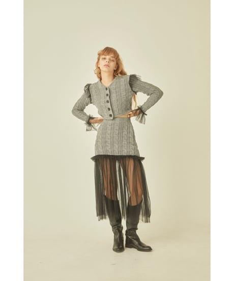 tulle cable knit skirt gray