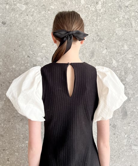 balloon sleeve long one-piece black