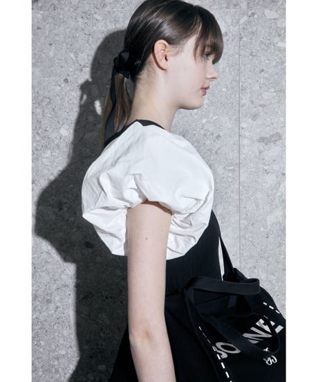 balloon sleeve long one-piece black