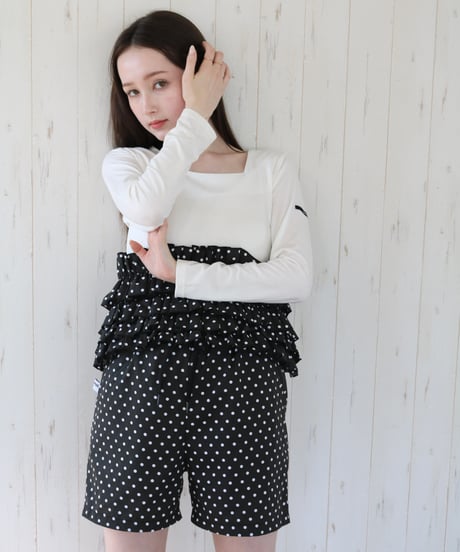 volume frill squareneck tops dot