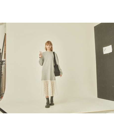 BONNE embroidery lace onepiece gray