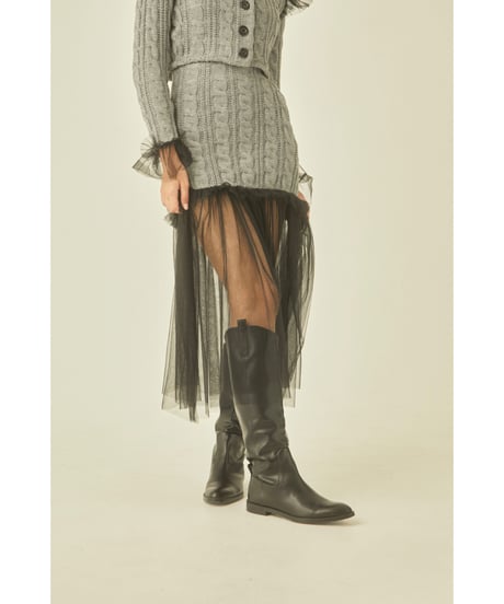 tulle cable knit skirt gray