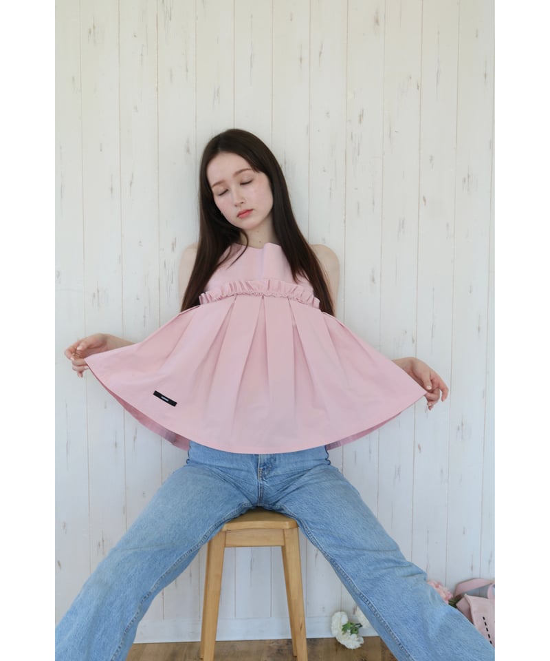 wave frill pleats tops pink | BONNE