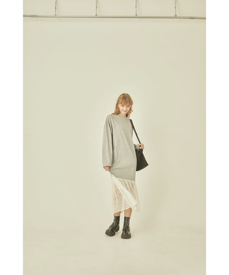 BONNE embroidery lace onepiece gray