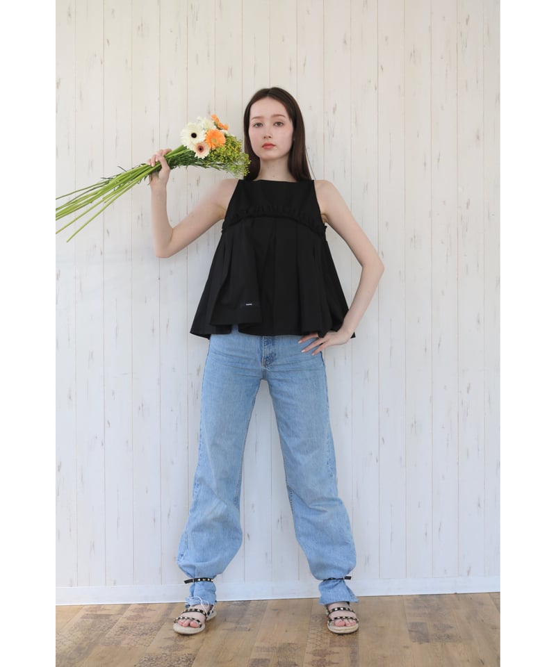 ▪️専用　BORDER FRILL TOP(38) 　BLACK LTS Tall Black Woven Frill Blouse | Long Tall Sally