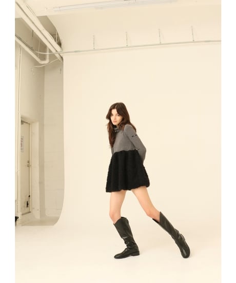 boa docking high neck tunic gray