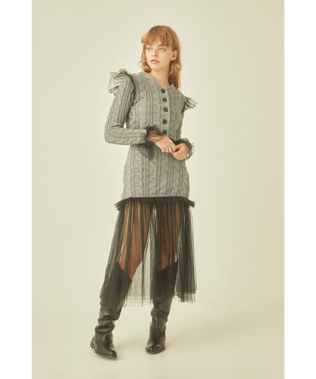 tulle cable knit skirt gray