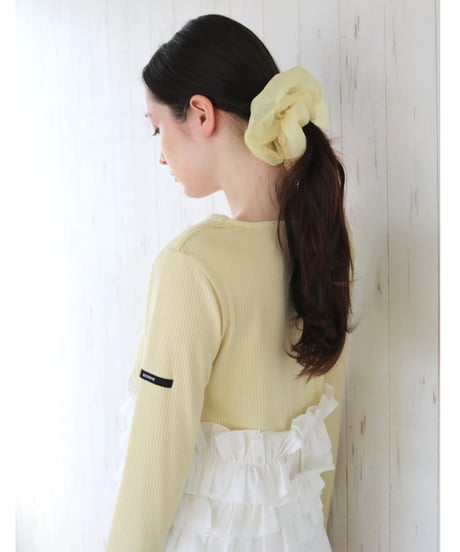 volume frill squareneck tops yellow